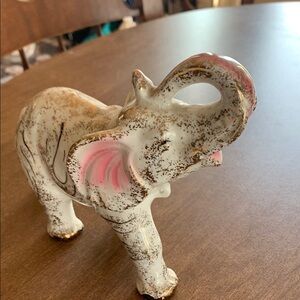 Vintage mid century Ceramic Elephant Figurine with Gold Accents